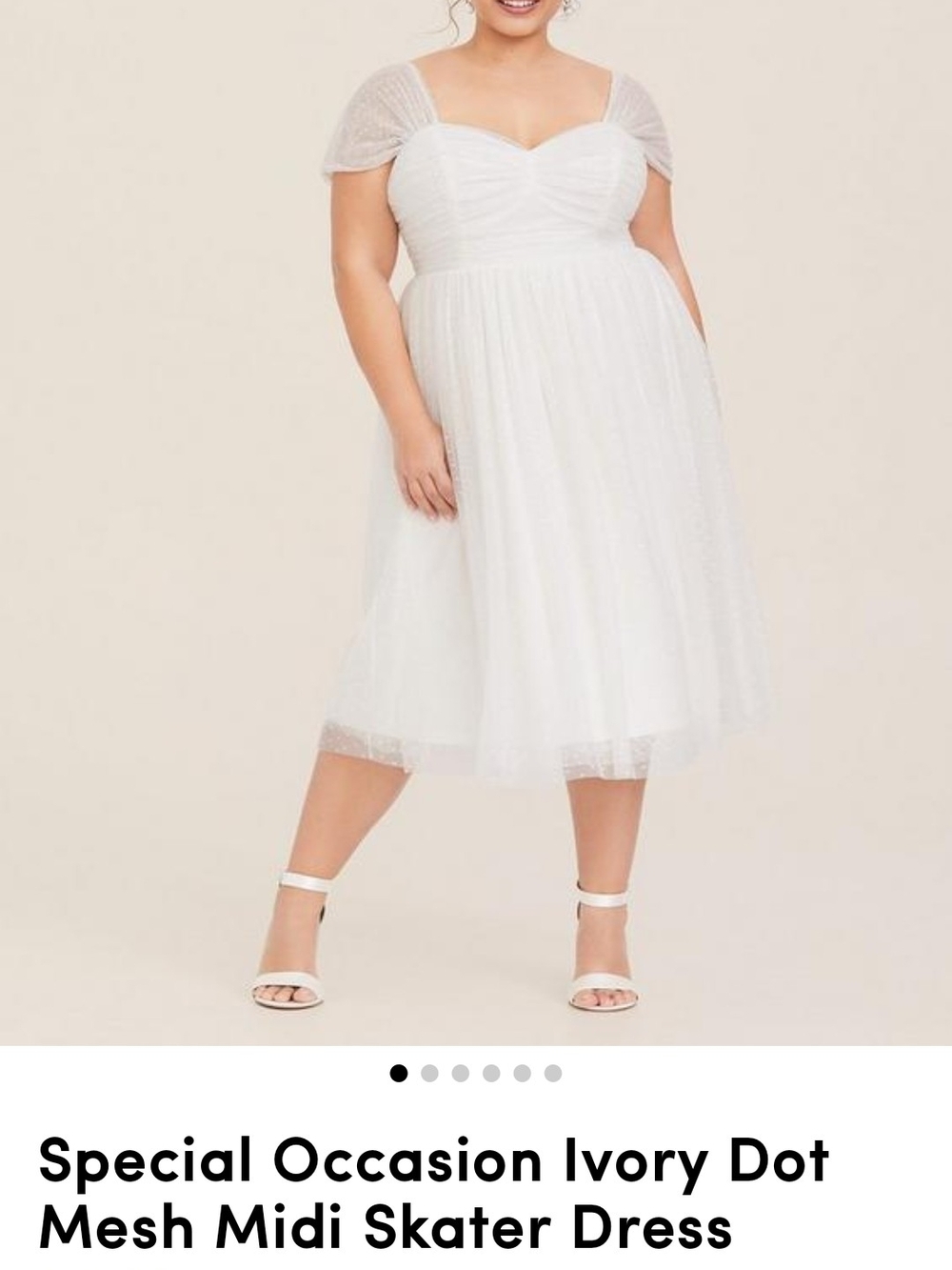 torrid Ivory Dot Mesh Midi Dress with Sweetheart Bodice